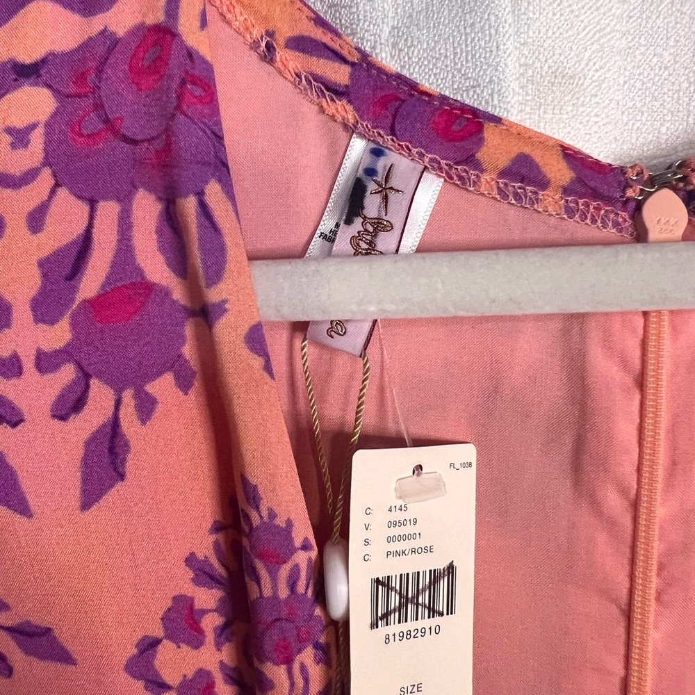 NWT Luli Fama x Anthropologie Printed Deep-V maxi Dress in pink - Picture 8 of 9